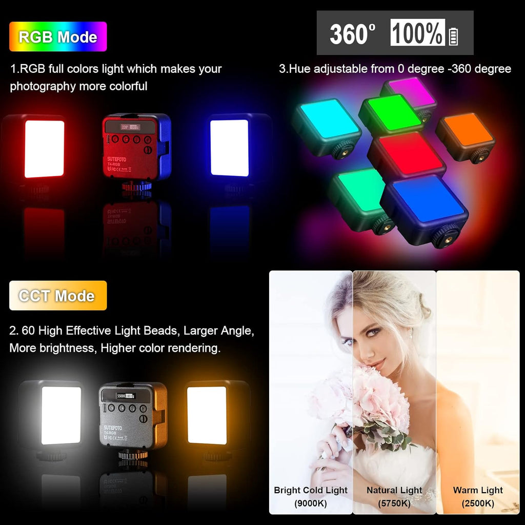 RGB 360° Full Color Portable LED Camera Light with LCD Display O636