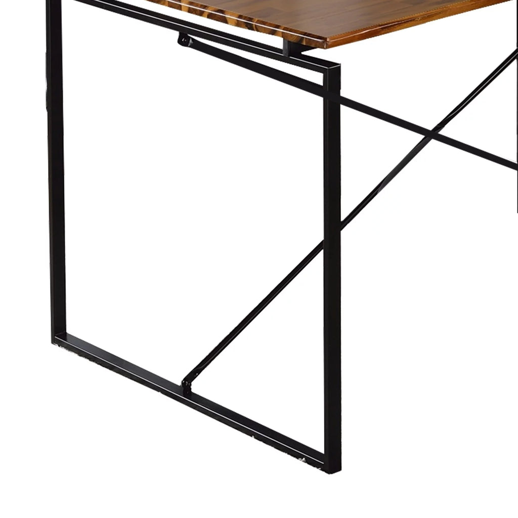 Rectangular Wooden Dining Table with Metal Base W8095