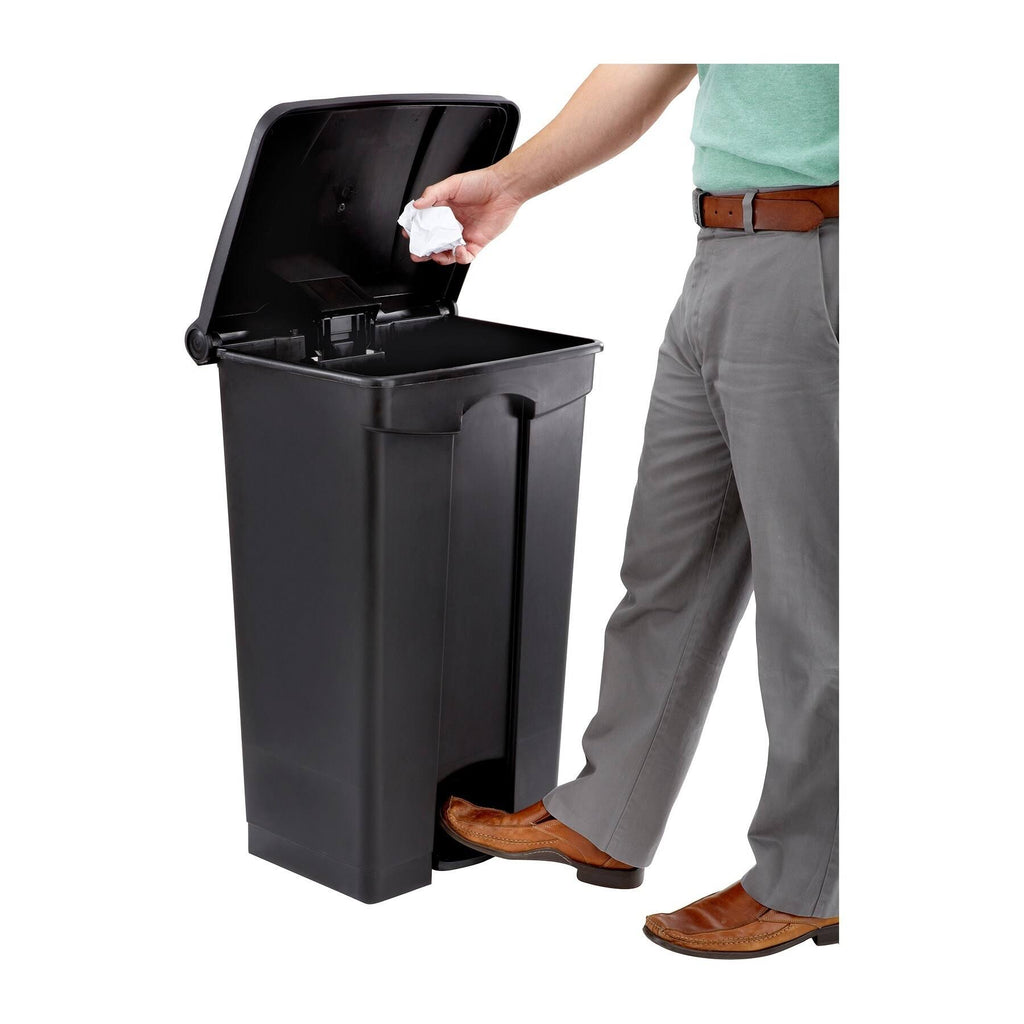 Tan Plastic Trash Can 23 Gal with Flip Lid and Foot Pedal M20109