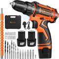 20V Cordless Drill with 2 Batteries 2000mAh and Fast Charger, 3/8" Keyless Chuck, 2 Variable Speed, 370 In-lb Torque A833074