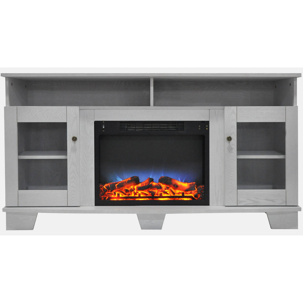 White Electric Fireplace with Entertainment Stand J7858
