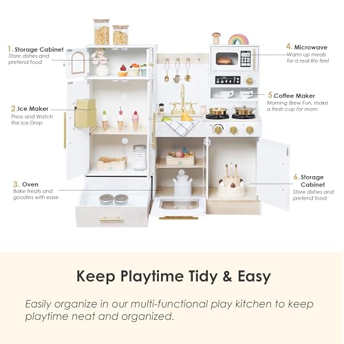 Wooden Play Kitchen Set with Stove, Sink, Coffee Maker & 11 Accessories Z9821